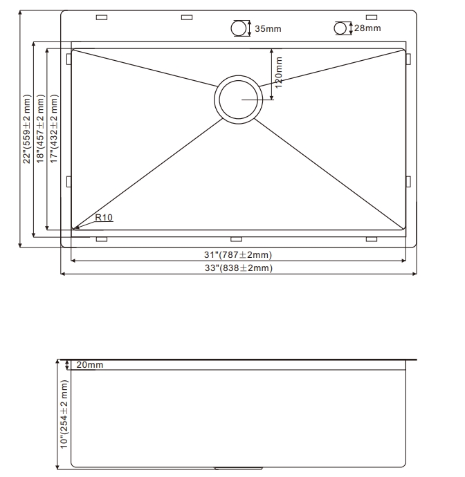 OEM 3322S(Black) 33*22*9 inch topmount/drop in single sink bowl stainless steel workstation sink 