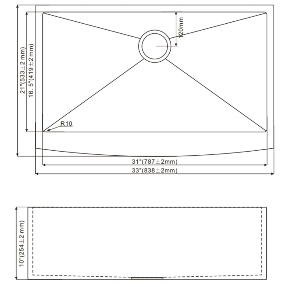 OEM HT3322S 33*22*9 inch topmount/drop in single sink bowl stainless steel kitchen sink 