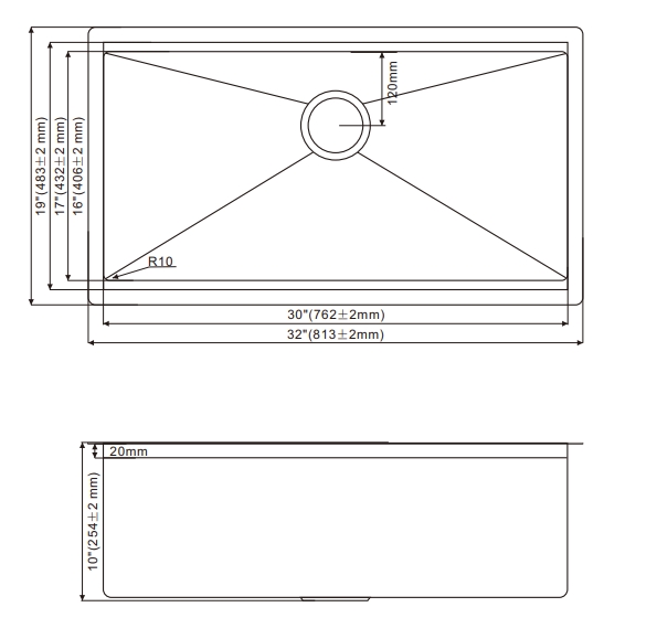 OEM 3219S(Black) 32* 19* 10 inch undermount single sink bowl stainless steel workstation sink