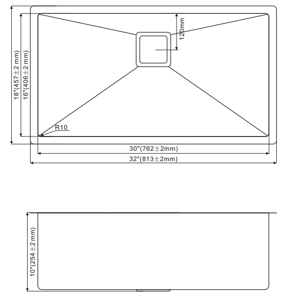 OEM HU3218S 32*18* 10 inch undermount single sink bowl Stainless Steel Kitchen Sink