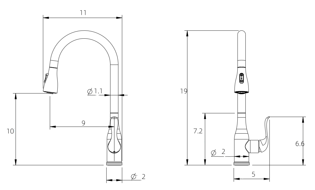 OEM SK-2067X Kitchen Faucet sus 304 Stainless Steel pull down kichen mixer tap 102 