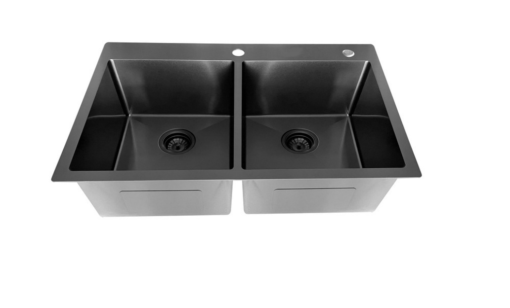 OEM HT3322H（Black）33*22*9 inch topmount double sink bowls stainless steel sink for kitchen