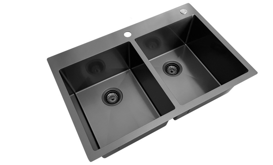 OEM HT3322H（Black）33*22*9 inch topmount double sink bowls stainless steel sink for kitchen