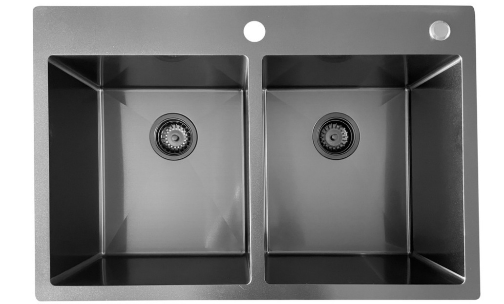 OEM HT3322H（Black）33*22*9 inch topmount double sink bowls stainless steel sink for kitchen