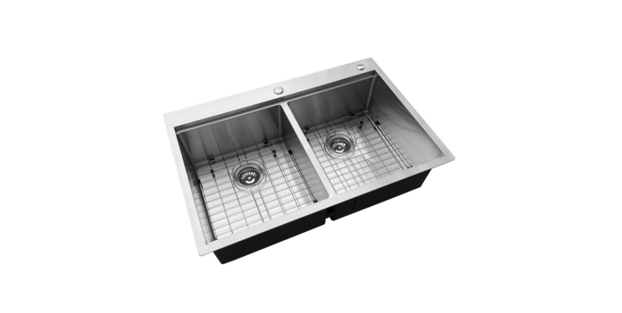 OEM 3322D 33*22*9 inch topmount/drop-in double sink bowl stainless steel workstation sink