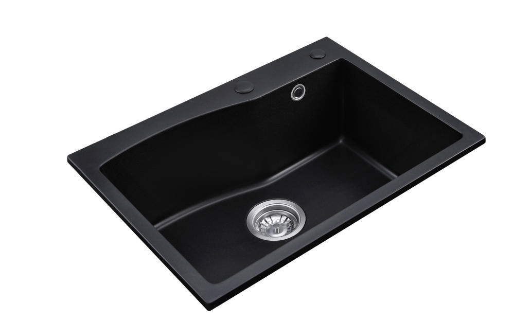 OEM BLM-GT6045SA1 24*18*8 inch topmount/drop-in single sink bowl black quartz sink for kitchen