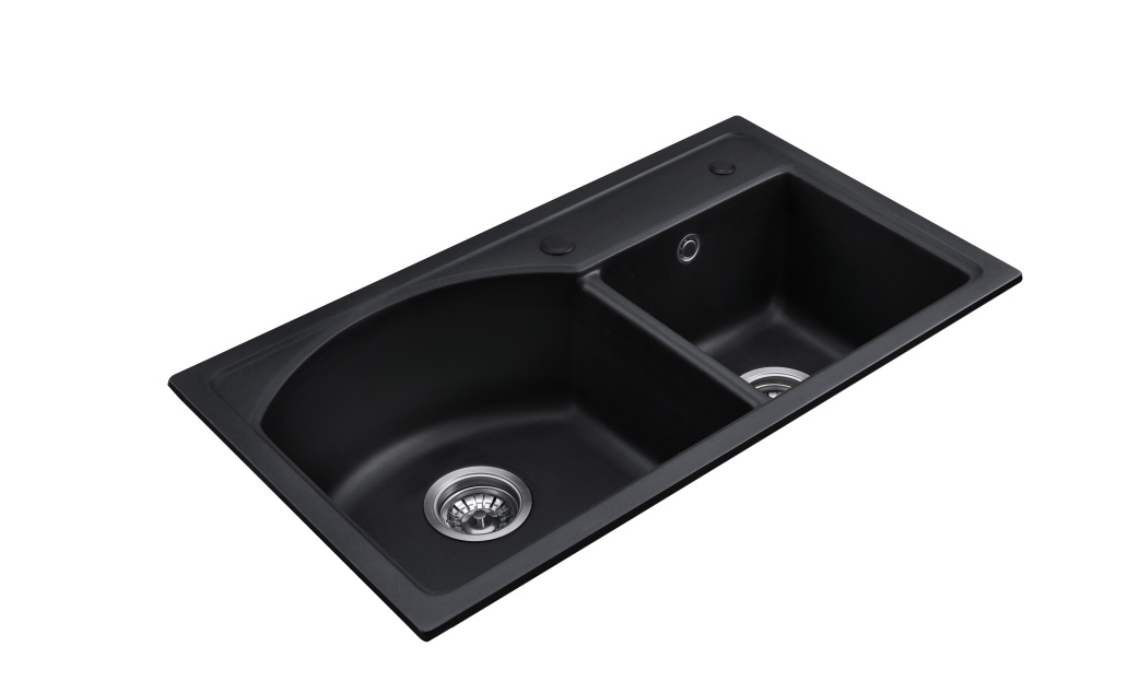 OEM BLM-GT7844DA 31*17*8 inch topmount double sink bowls black quartz sink for kitchen