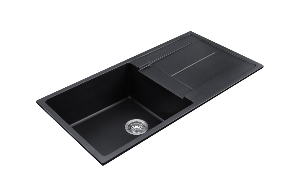 OEM BLM-GU10050SB 39*20* 8 inch undermount single sink bowl black quartz sink for kitchen/hotel with drainboard