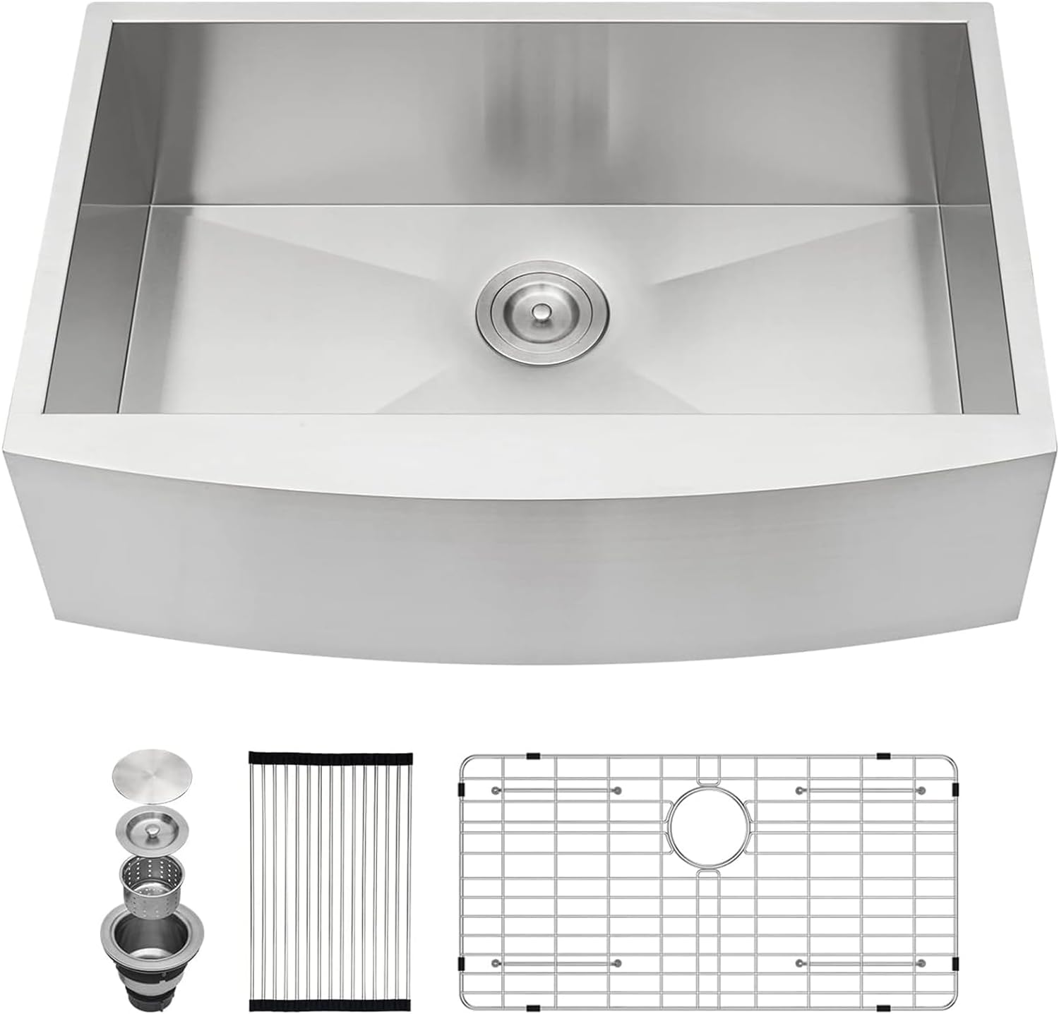 OEM HU2421S 24*21* 10 inch undermount apron front single sink bowl stainless steel kitchen sink